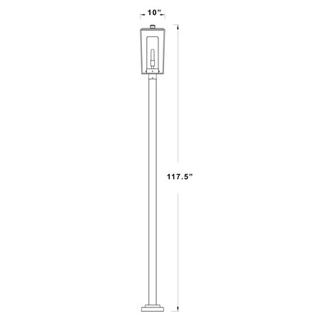 Z-Lite Sheridan 1 Light Outdoor Post Mounted Fixture, Black And Seedy 594PHBS-536P-BK